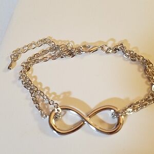 Infinity Silver Tone Bracelet 8" & 3" extended